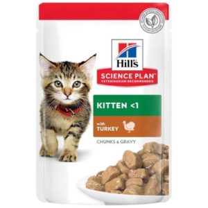 Hill’s Science Plan Tender Chunks In Gravy Kitten Turkey Pouches 85g